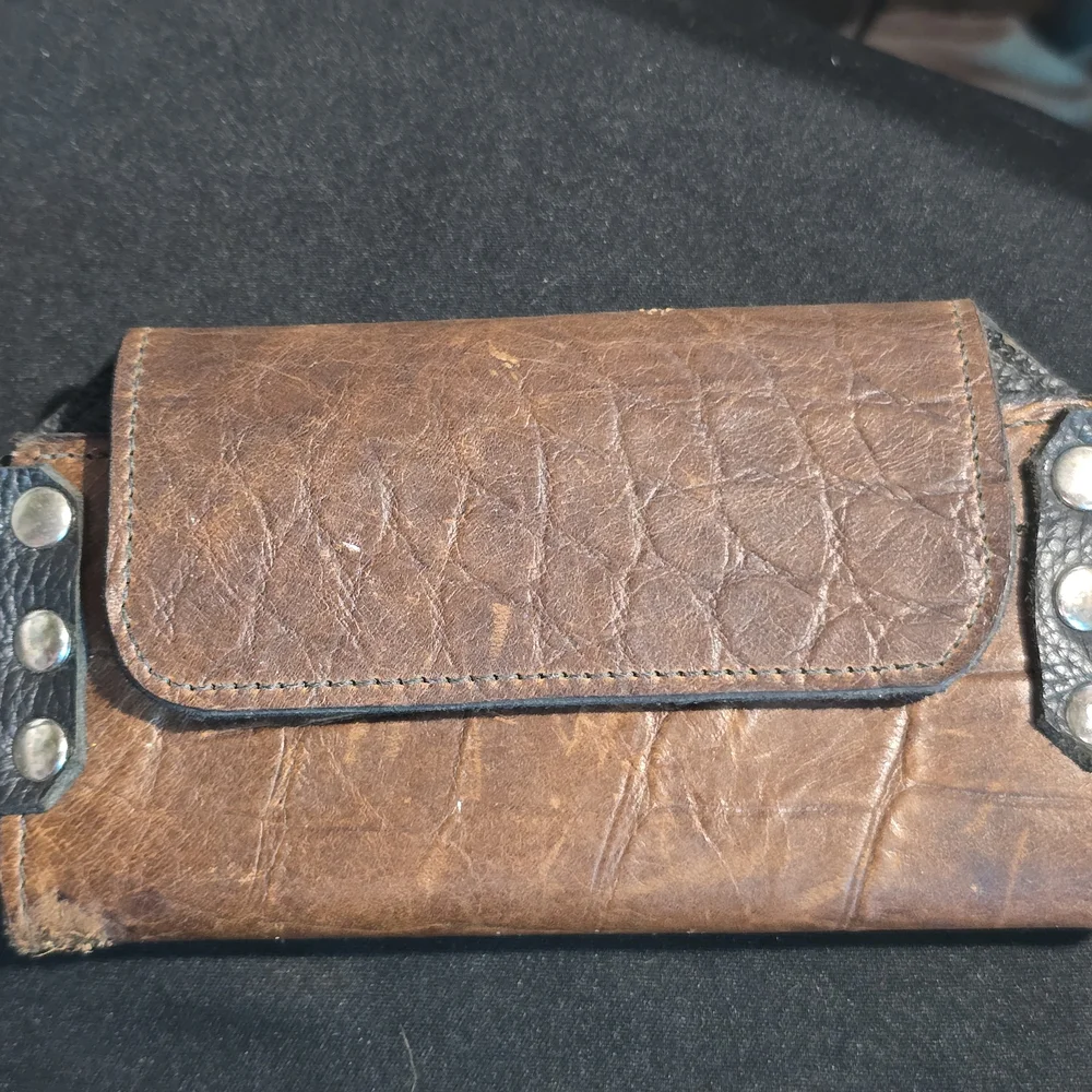 Handcrafted Brown Crocodile Print Leather Cell Phone Case With Belt Clip